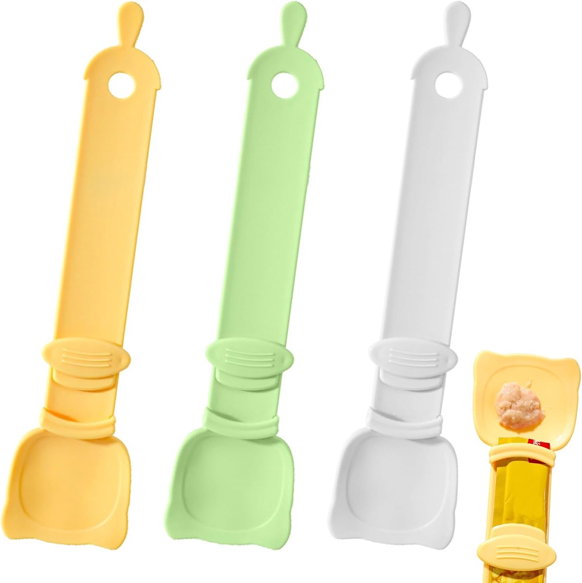 Cat Treat Squeeze Spoons – Mess-Free Feeding for Wet Food & Purees, Set of 3