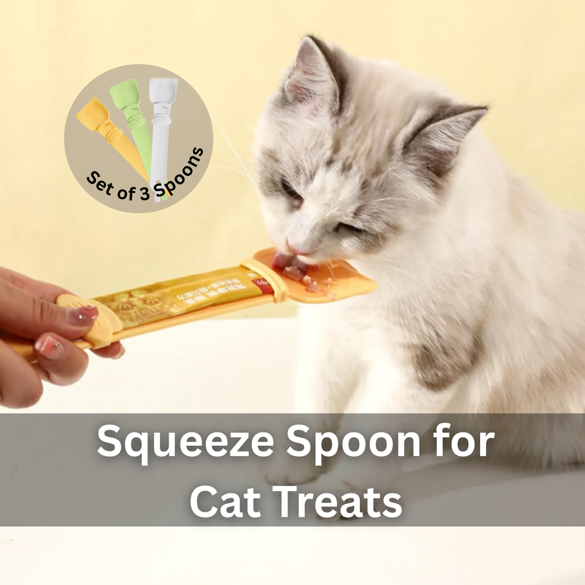 Cat Treat Squeeze Spoons – Mess-Free Feeding for Wet Food & Purees, Set of 3