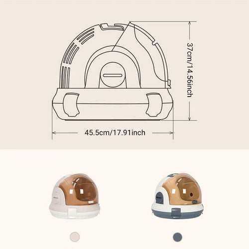 Large Capacity Cat & Kitten Travel Carrier – Space Capsule Design, Champagne