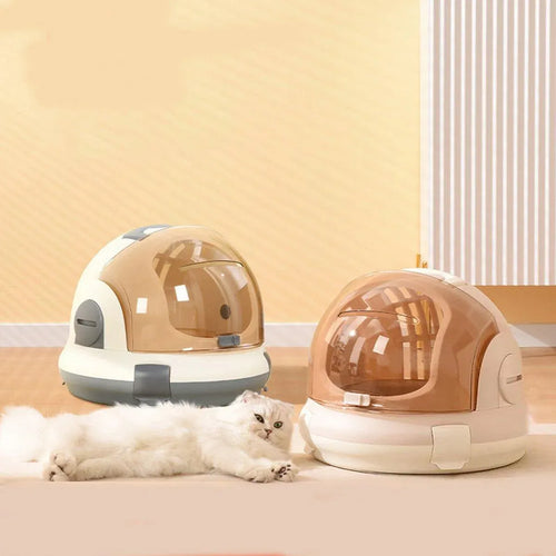Large Capacity Cat & Kitten Travel Carrier – Space Capsule Design, Champagne