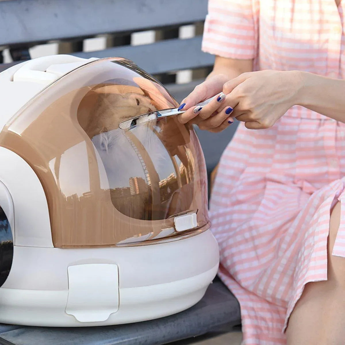 Large Capacity Cat & Kitten Travel Carrier – Space Capsule Design, Grey