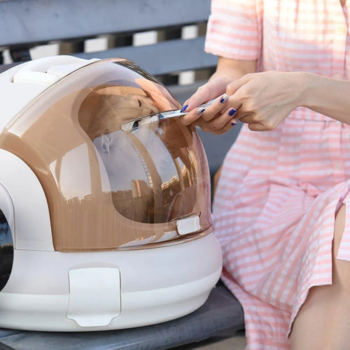 Large Capacity Cat & Kitten Travel Carrier – Space Capsule Design, Grey