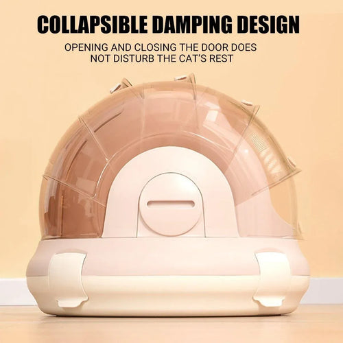 Large Capacity Cat & Kitten Travel Carrier – Space Capsule Design, Grey