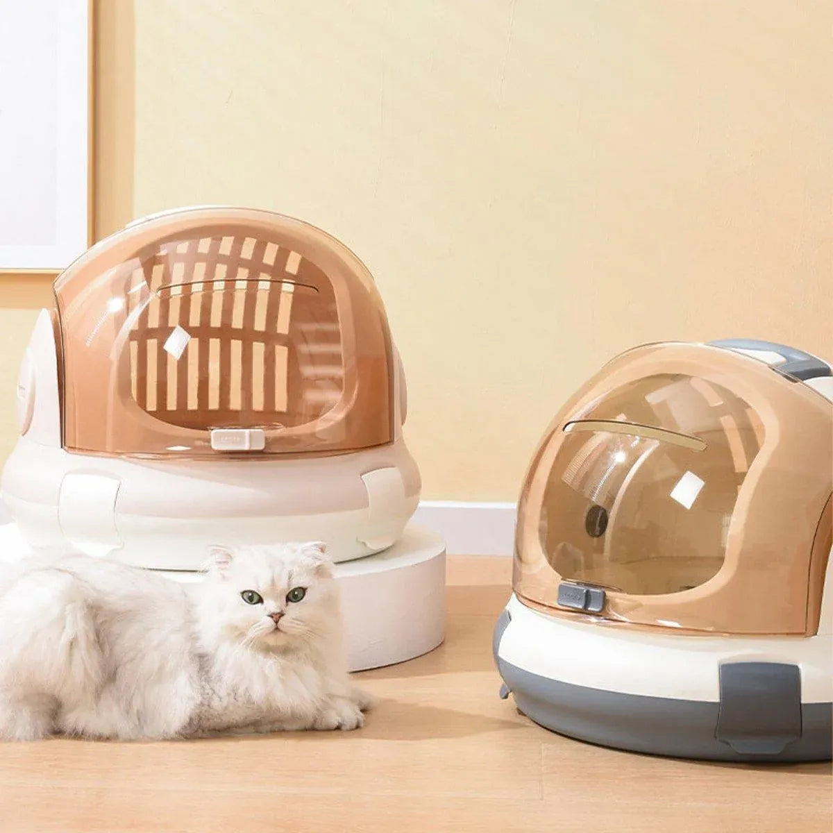 Large Capacity Cat & Kitten Travel Carrier – Space Capsule Design, Grey