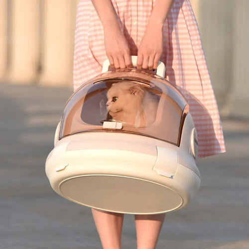 Large Capacity Cat & Kitten Travel Carrier – Space Capsule Design, Grey