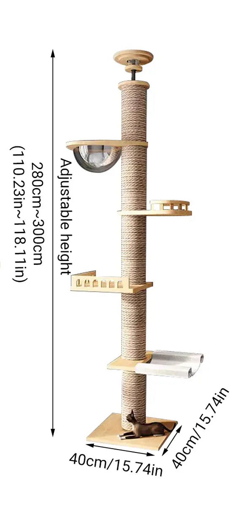 Multi-Level Cat Tree with Bowl – Floor-Standing Climbing Tower & Scratching Post