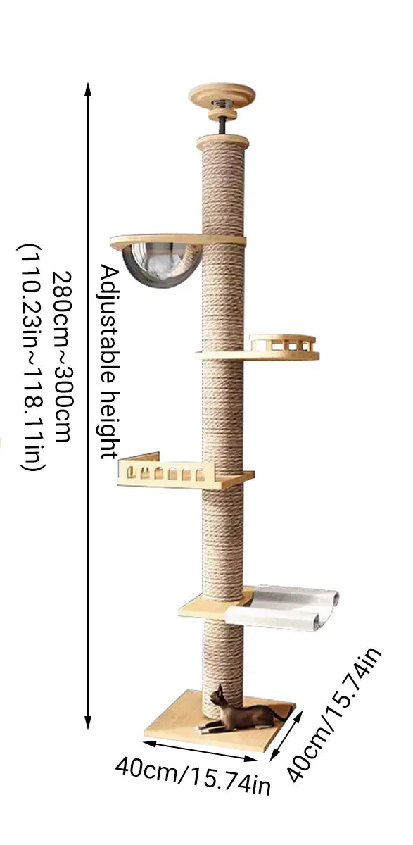 Multi-Level Cat Tree with Bowl – Floor-Standing Climbing Tower & Scratching Post