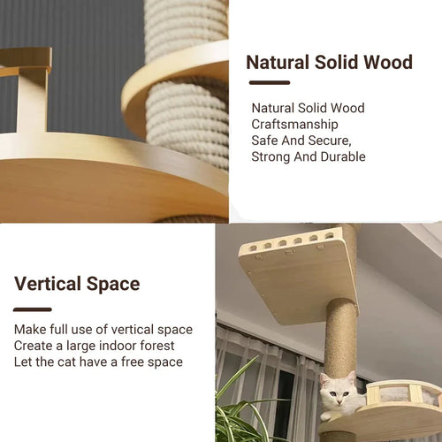 Multi-Level Cat Tree with Bowl – Floor-Standing Climbing Tower & Scratching Post