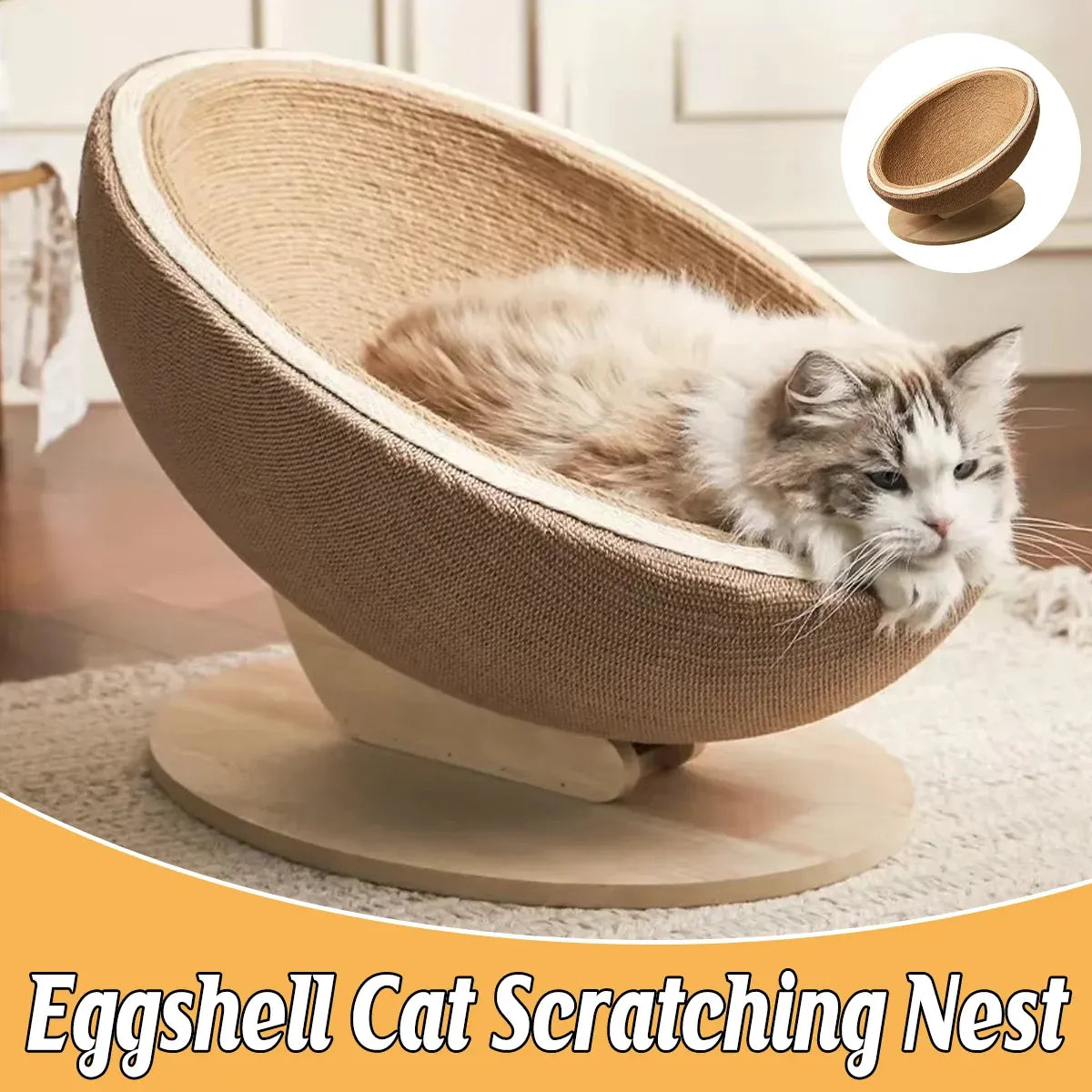Egg Shell Cat Scratcher Nest – Combo Scratching Pad & Lounge