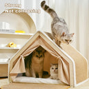 Cat Tent House with Built-In Scratcher – Semi-Enclosed Cozy Bed