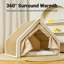 Cat Tent House with Built-In Scratcher – Semi-Enclosed Cozy Bed