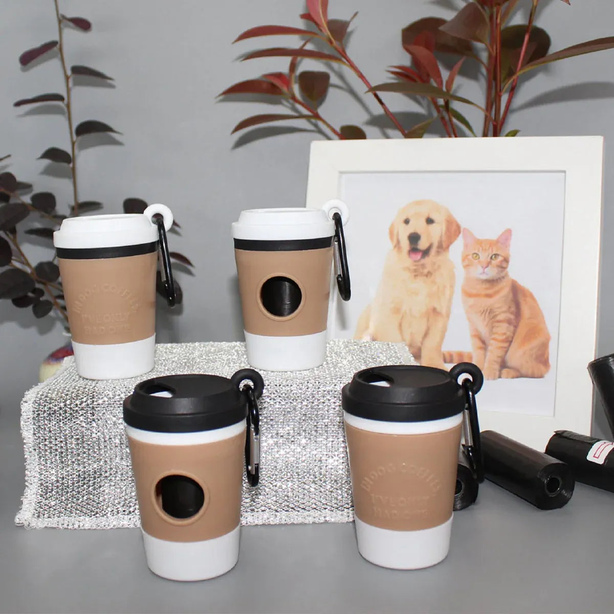 On-the-Go Coffee Cup Poop Bag Dispenser - Black