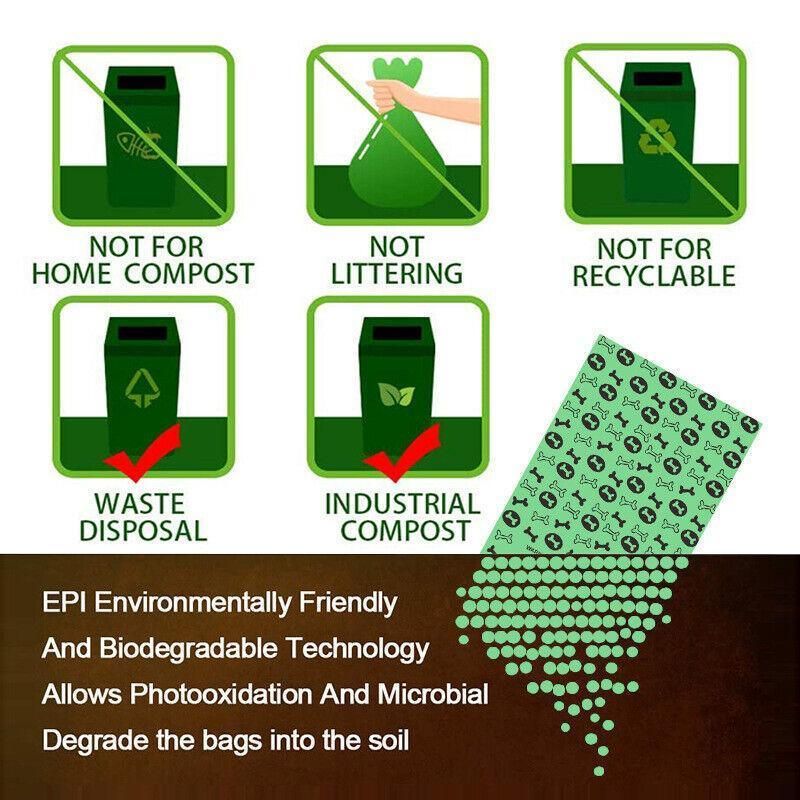 Biodegradable & Compostable Dog Poo Bags - 8 Rolls(120 Bags)