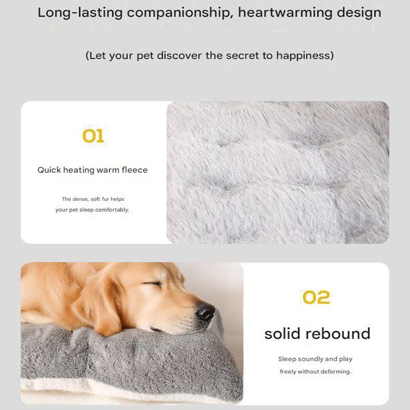 Extra Thick Plush Dog Bed – Winter Warm, Machine Washable & Non-Slip, Grey (120cm)