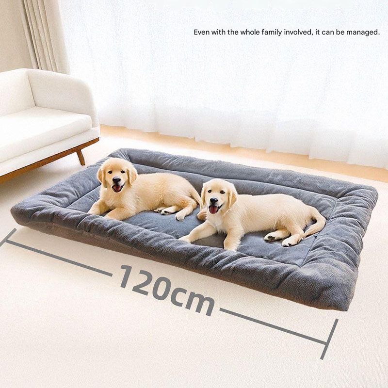 Extra Thick Plush Dog Bed – Winter Warm, Machine Washable & Non-Slip, Grey (120cm)