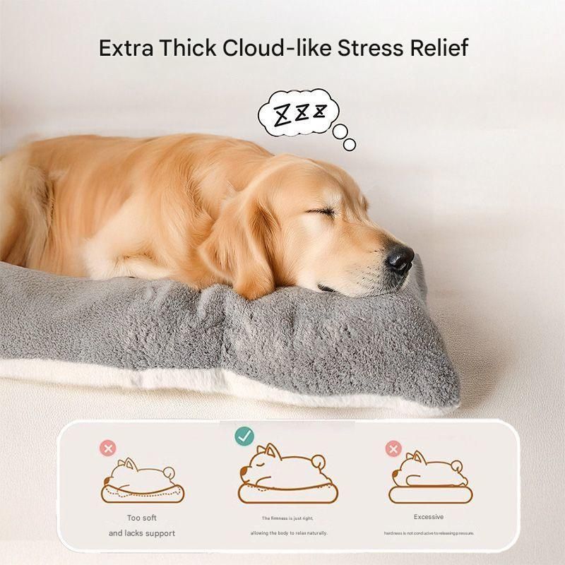 Extra Thick Plush Dog Bed – Winter Warm, Machine Washable & Non-Slip, Grey (90cm)