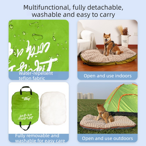 Travel-Ready Pet Bed – Washable, Waterproof, Foldable with Carry Handle - Khaki, Size S