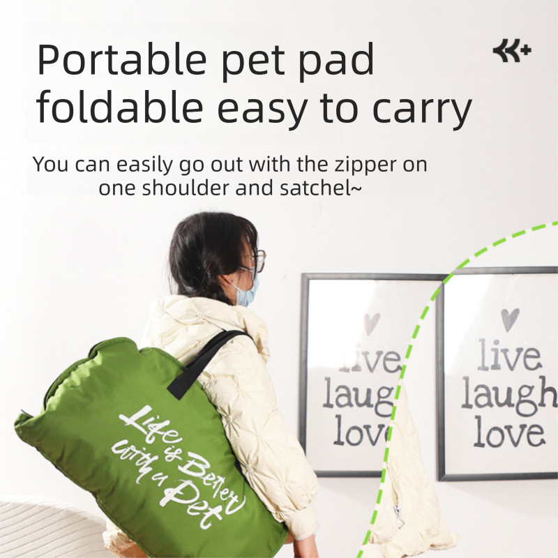 Travel-Ready Pet Bed – Washable, Waterproof, Foldable with Carry Handle - Dark Yellow, Size M